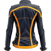 Classic Black Pure Sheepskin Futuristic Biker Leather Jacket For Women